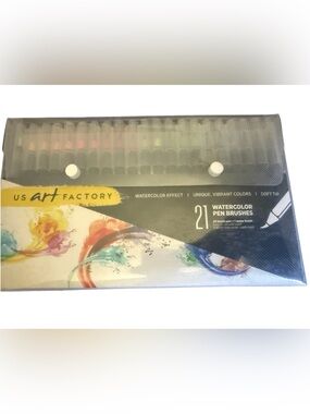US Art Factory Watercolor Pen Brushes (21 Count) & 12-Sheet Watercolor Paper Set